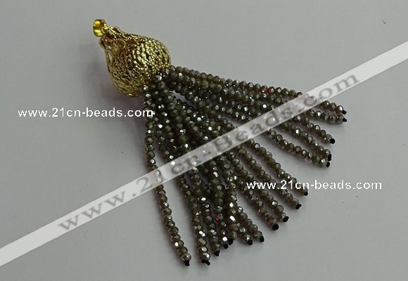 CGP673 2*3mm faceted rondelle handmade chinese crystal tassel pendants