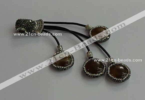 CGP728 18mm - 20mm coin agate tassel pendants wholesale