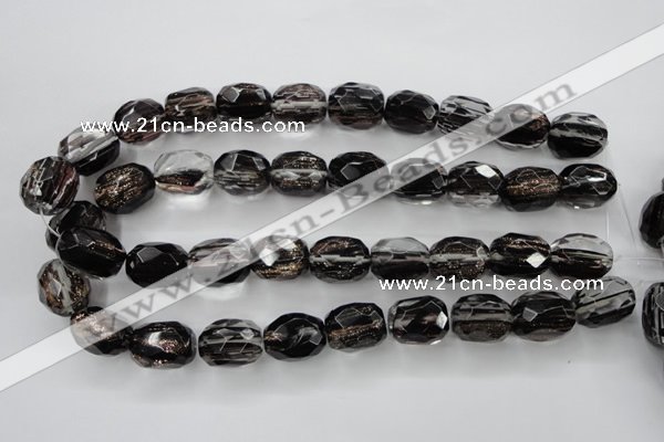 CGQ08 15.5 inches 15*20mm faceted egg-shaped gold sand quartz beads