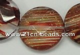 CGQ17 15.5 inches 30mm faceted flat round gold sand quartz beads