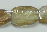 CGQ18 20*30mm faceted & twisted rectangle gold sand quartz beads