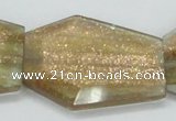 CGQ20 15.5 inches 35*45mm faceted hexagon gold sand quartz beads