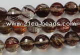 CGQ33 15.5 inches 10mm faceted round gold sand quartz beads