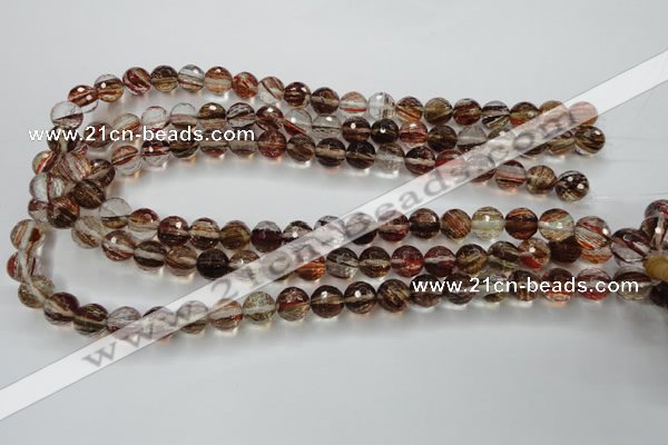 CGQ33 15.5 inches 10mm faceted round gold sand quartz beads