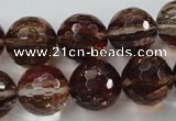 CGQ36 15.5 inches 16mm faceted round red gold sand quartz beads