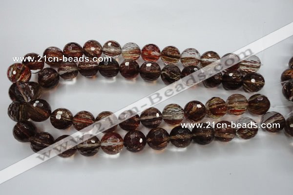CGQ36 15.5 inches 16mm faceted round red gold sand quartz beads
