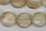 CGQ54 15.5 inches 18mm flat round gold sand quartz beads wholesale