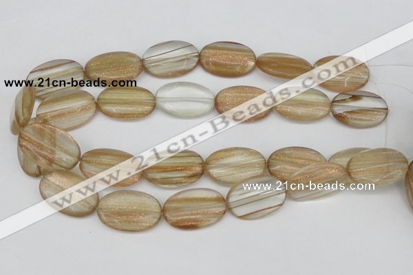 CGQ55 15.5 inches 20*30mm oval gold sand quartz beads wholesale