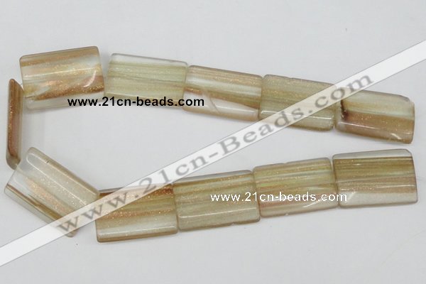 CGQ56 15.5 inches 24*35mm flat tube gold sand quartz beads wholesale