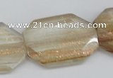CGQ57 15.5 inches 28*35mm faceted octagonal gold sand quartz beads