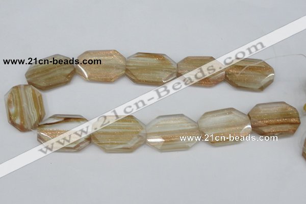 CGQ57 15.5 inches 28*35mm faceted octagonal gold sand quartz beads