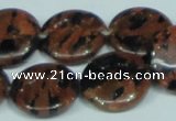 CGS210 15.5 inches 20mm flat round blue & brown goldstone beads wholesale