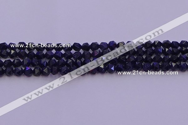 CGS456 15.5 inches 6mm faceted nuggets goldstone beads wholesale