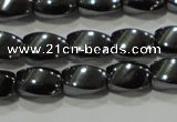 CHE160 15.5 inches 5*8mm twisted rice hematite beads
