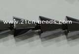 CHE175 15.5 inches 10*12mm faceted cone hematite beads wholesale