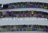 CHE575 15.5 inches 1*3*3mm square plated hematite beads wholesale