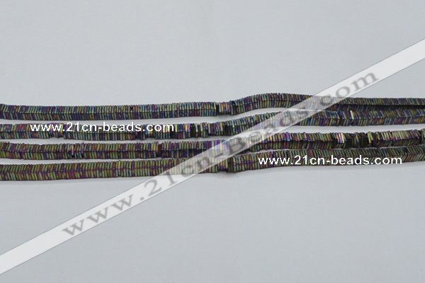 CHE637 15.5 inches 1*4*4mm square matte plated hematite beads