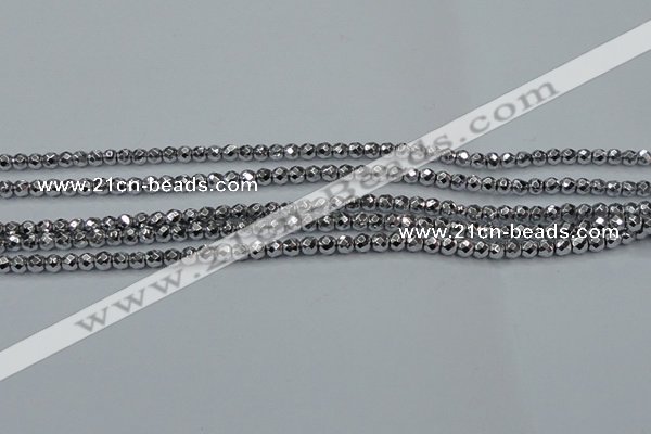 CHE710 15.5 inches 4mm faceted round plated hematite beads