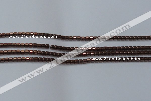 CHE777 15.5 inches 2*2mm drum plated hematite beads wholesale