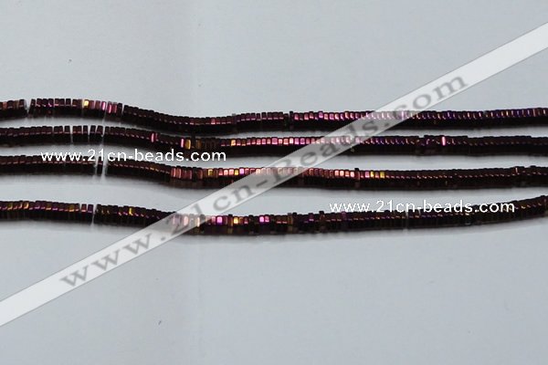 CHE837 15.5 inches 1*3mm hexagon plated hematite beads wholesale