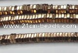 CHE842 15.5 inches 1*4mm hexagon plated hematite beads wholesale