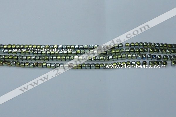 CHE863 15.5 inches 3*3mm dice platedhematite beads wholesale