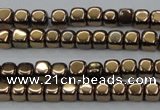 CHE867 15.5 inches 4*4mm dice platedhematite beads wholesale