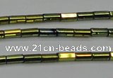 CHE909 15.5 inches 2*4mm faceted tube plated hematite beads wholesale