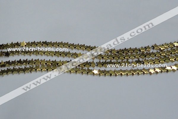 CHE938 15.5 inches 4mm star plated hematite beads wholesale