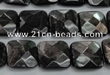 CHS27 15.5 inches 15*15mm faceted square natural hypersthene beads