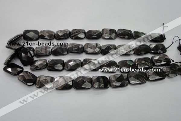 CHS38 15.5 inches 15*20mm faceted rectangle natural hypersthene beads