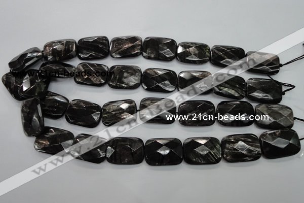 CHS39 15.5 inches 18*25mm faceted rectangle natural hypersthene beads
