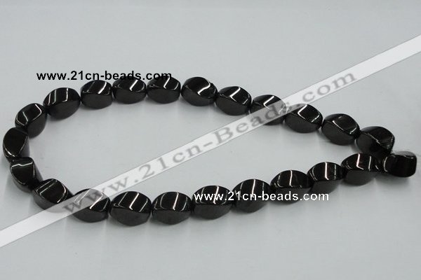 CJB36 16 inches 12*18mm twisted rice natural jet gemstone beads