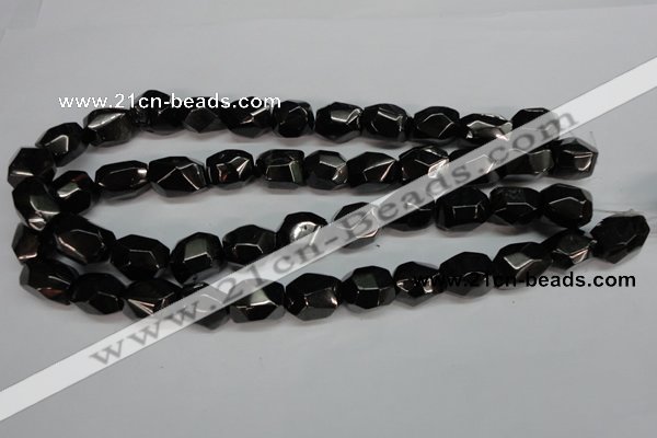 CJB56 15.5 inches 13*18mm faceted nuggets natural jet gemstone beads
