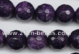 CJJ16 15 inches 14mm faceted round dyed lucky jade beads