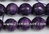 CJJ17 15.5 inches 16mm faceted round dyed lucky jade beads