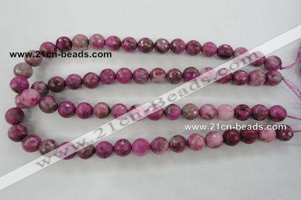 CJJ25 15.5 inches 12mm faceted round dyed lucky jade beads