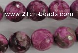 CJJ27 15.5 inches 16mm faceted round dyed lucky jade beads