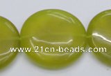 CKA240 15.5 inches 30mm flat round Korean jade gemstone beads