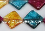CKQ132 15.5 inches 20*20mm diamond dyed crackle quartz beads