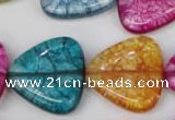 CKQ136 15.5 inches 25*25mm triangle dyed crackle quartz beads