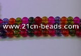 CKQ392 15.5 inches 8mm round dyed crackle quartz beads