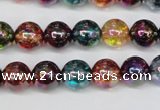 CKQ83 15.5 inches 10mm round AB-color dyed crackle quartz beads