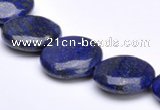CLA19 18mm coin deep blue dyed lapis lazuli gemstone beads
