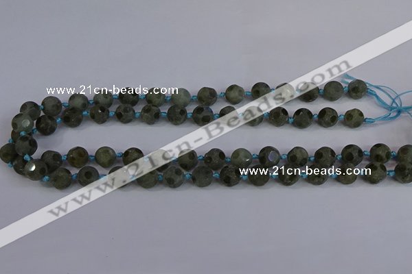 CLB230 15.5 inches 10mm faceted round matte labradorite beads