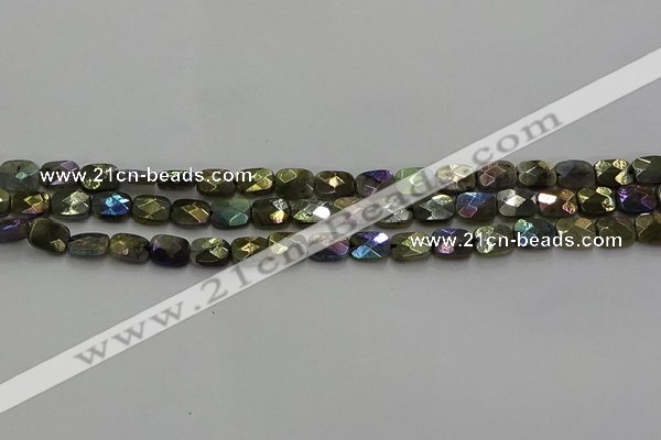 CLB695 15.5 inches 8*10mm faceted rectangle AB-color labradorite beads