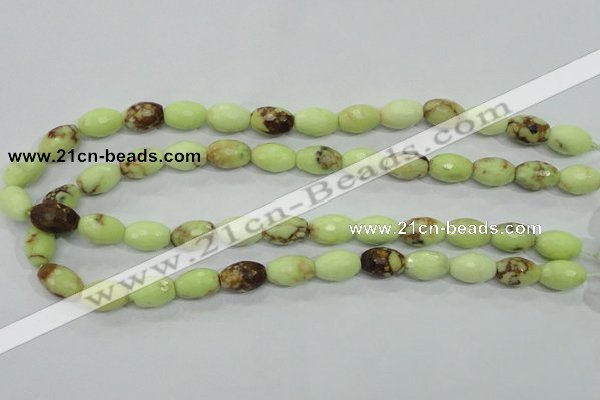 CLE70 15.5 inches 10*15mm faceted rice lemon turquoise beads