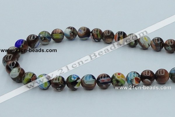 CLG541 16 inches 10mm round goldstone & lampwork glass beads