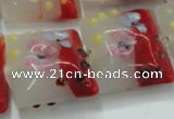 CLG810 15.5 inches 20*20mm square lampwork glass beads wholesale