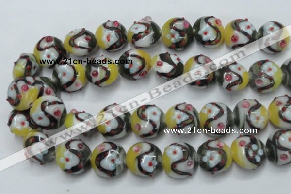 CLG816 15.5 inches 20mm flat round lampwork glass beads wholesale